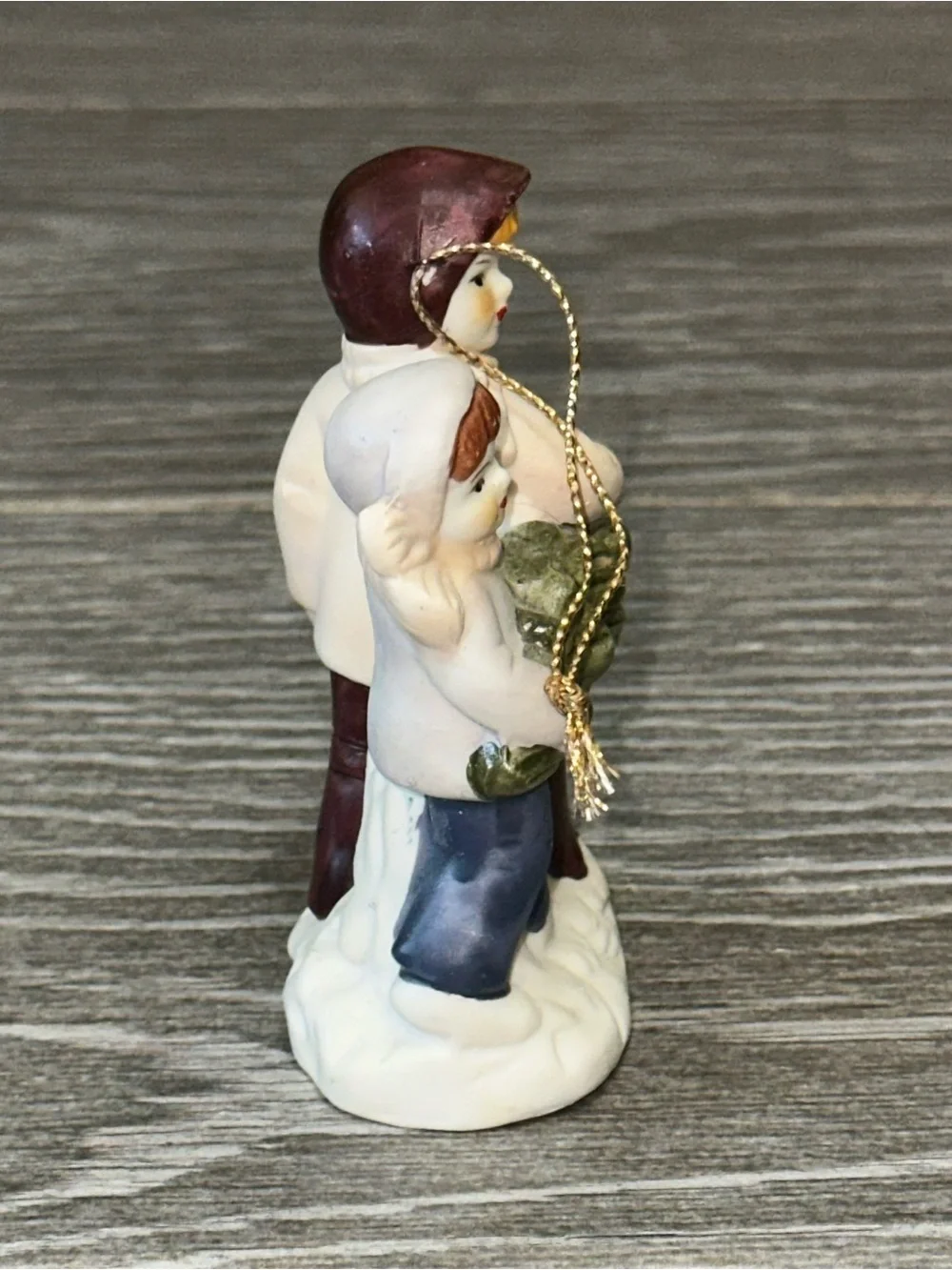 Vintage 1987 Claire Burke Christmas Figurine Ornament Winter Tree Hand Painted